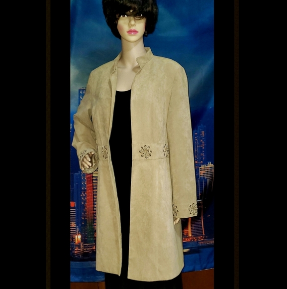 Sandra & Andre Faux Suede Camel Coat L - Picture 1 of 5